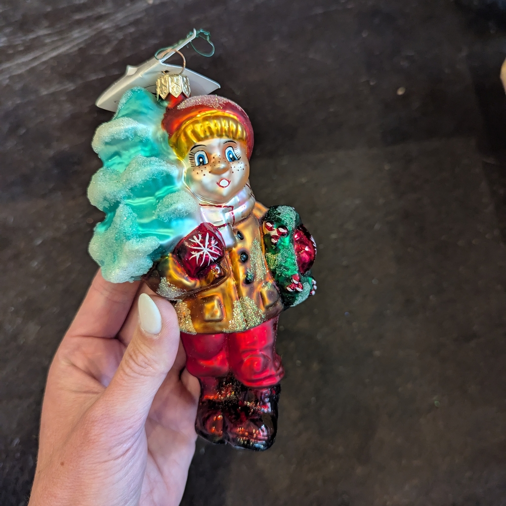 Christopher Radko Snowman Ornament with Red and Green Accents